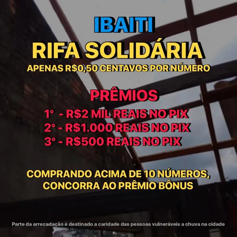 Imagem da campanha Rifa solidária Ibaiti