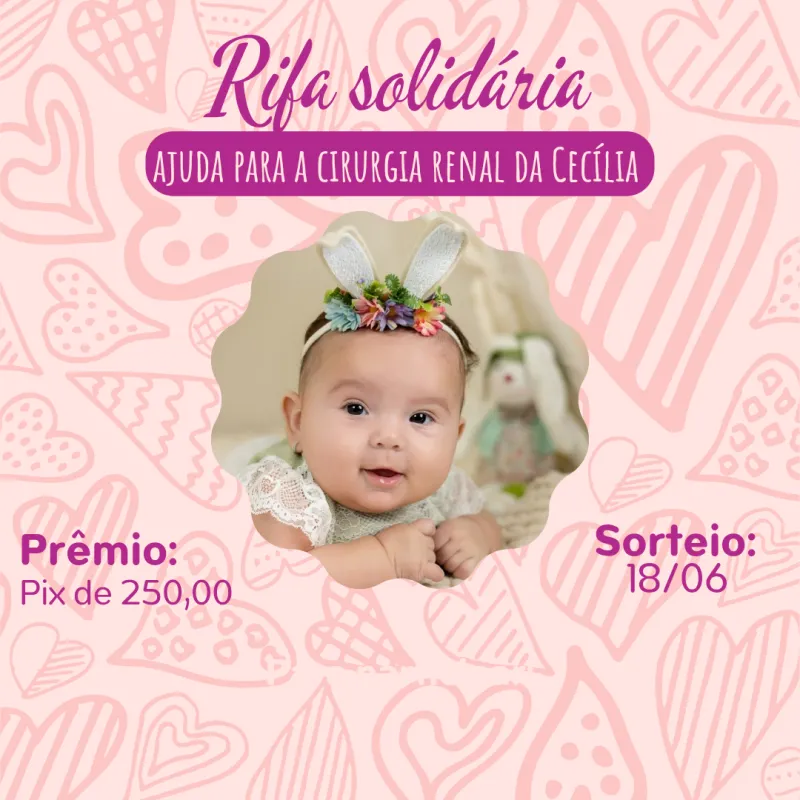 Imagem da campanha Rifa Solidária: Todos pela Cecília