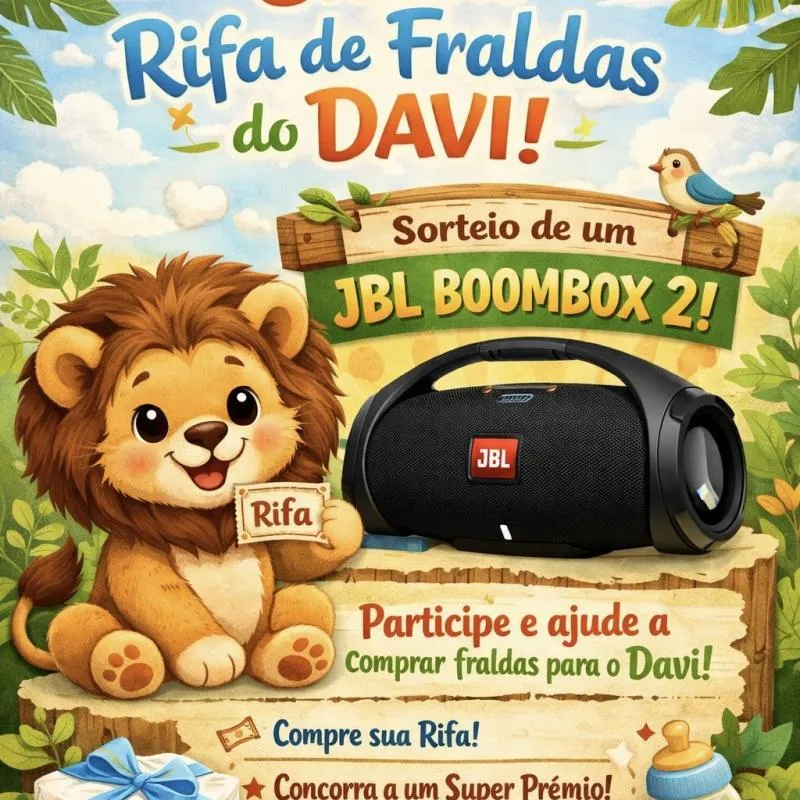 Imagem da campanha Chá de Rifa do Davi