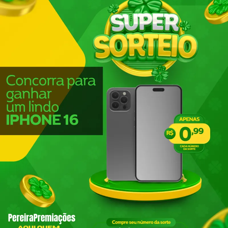 Imagem da campanha SORTEIO IPHONE PEREIRA PREMIAÇÕES 📱🎁