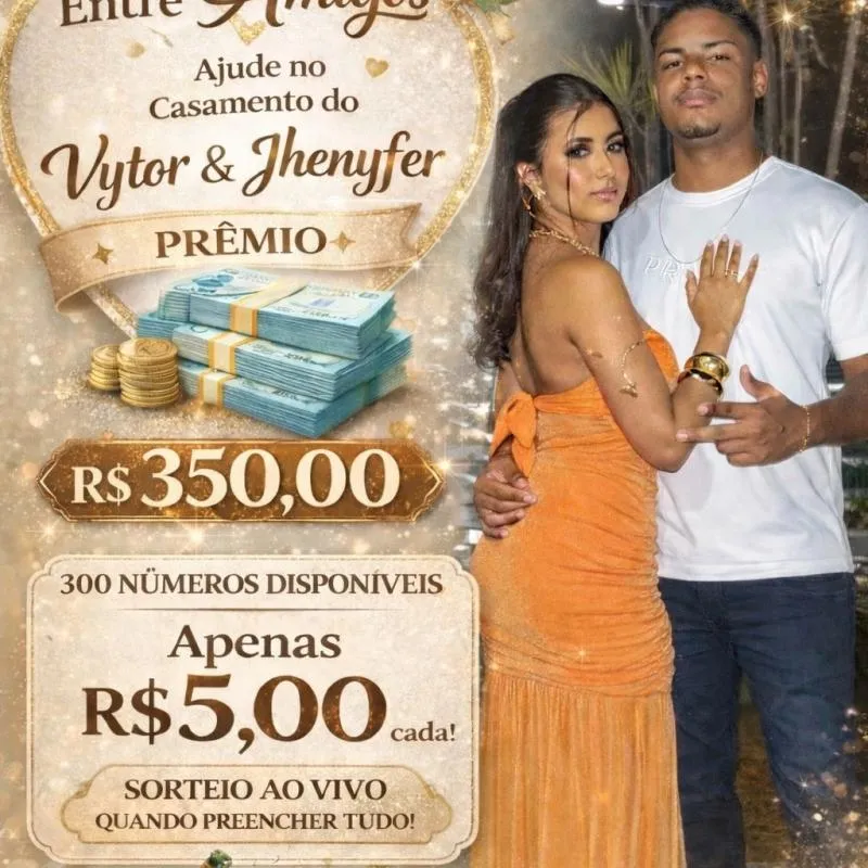 Imagem da campanha Ação entre amigos ajude Vytor é Jhenyfer a casar