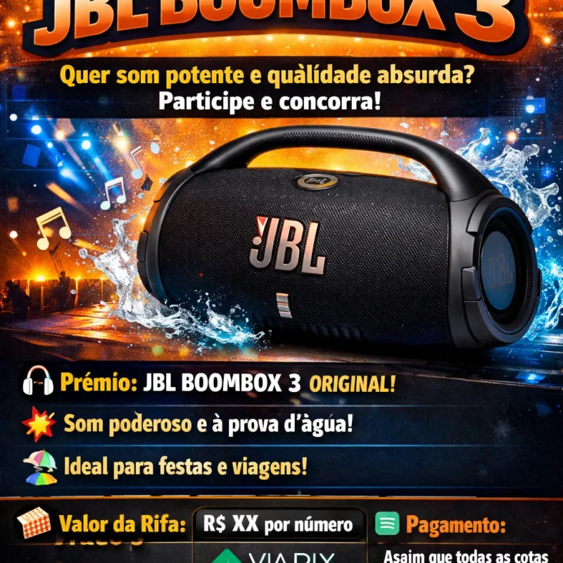 Imagem da campanha Rifa de uma JBL BOOMBOX 3